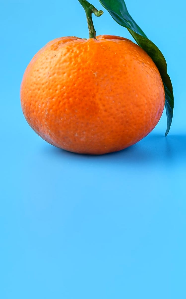 orange with a blue background